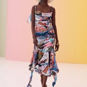 Zimmermann Multicolor Printed Draped Midi Dress